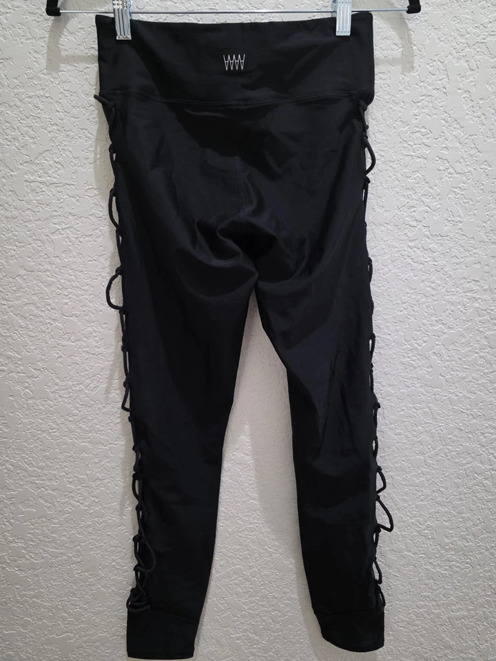 Wicked Weasel Lace Up Side Leggings Black Women's Size M Athleisure Goth Grunge  — 第 1/4 张图片