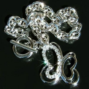 Farfalla Spesso Olivetta Fibbia ~ IN Swarovski Cristallo Bracciale Xmas Gioielli - Foto 1 di 1
