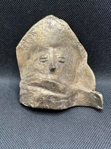 Scultura viso vintage peso carta rustico brutalista MCM maschile bronzo arte - Foto 1 di 7