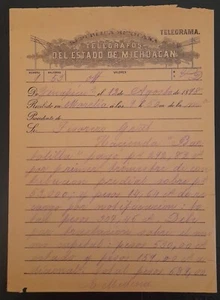 SD)1898 MEXICO, MICHOACÁN, TELEGRAM - Picture 1 of 1