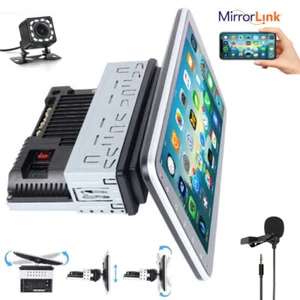 1 DIN 10.1" Rotatable Touch Screen Android 13 Car Stereo Radio GPS Navi + Camera - Picture 1 of 19