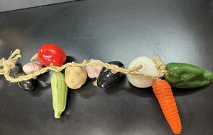 Large Vintage Ceramic Fruit/ Vegetables On A Rope Hanging Decor - Picture 1 of 3