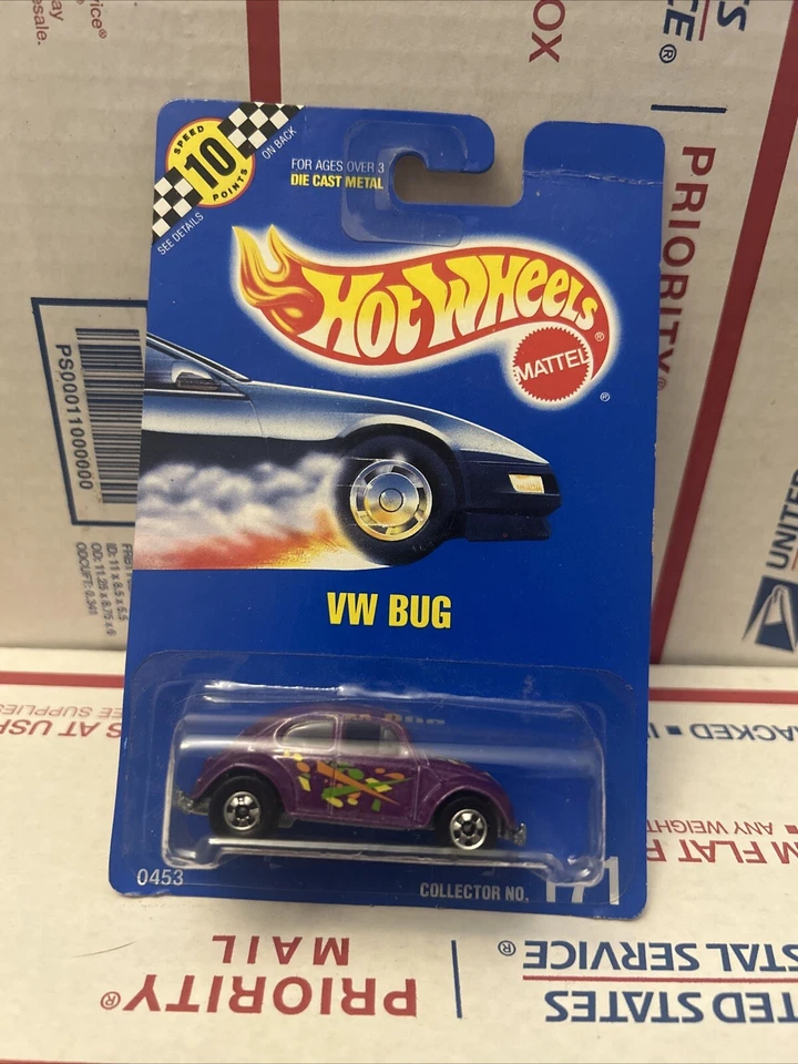 Hot Wheels VW Bug Beetle Volkswagen 1991 #171 púrpura🚨Variación de rueda 🚨 Foto 1 de 1