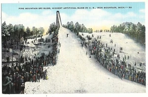 Old Postcard - Pine Mountain Ski Slide Iron Mountain MI - Picture 1 of 1