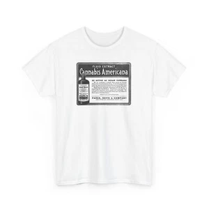 Vintage Cannabis Americana Tee, Retro Parke Davis Shirt, 1928 Weed History Top, - Picture 1 of 31