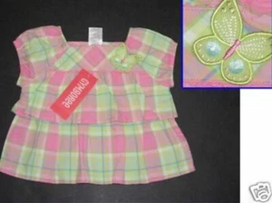NWT Gymboree PALM SPRINGS Pink Plaid BUTTERFLY Baby Girl Rhumba RUFFLE TOP 6-12 - Picture 1 of 1