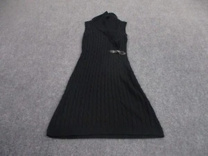 Calvin Klein Sweater Dress Adult M Black Pullover Cable Knit Buckle Formal Women - Picture 1 of 10