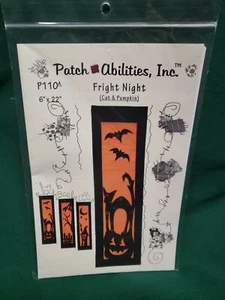 2008 Patch Abilities banner 6 x 22 Fright Night Cat & Pumpkin pattern P110a - Picture 1 of 2