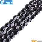 Black Agate Onyx Gemstone Faceted Oval Beads For Jewelry Making Free Shipping 15