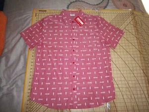 MENS RED XLARGE COCA-COLA BUTTON UP SS SHIRT - NWT - Picture 1 of 3