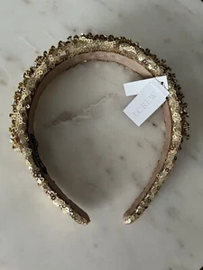 Cerchietto J.Crew nuovo con etichetta paillettes cristallo oro - Foto 1 di 5