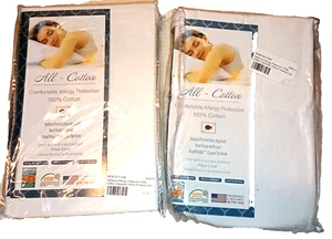 2 Pack All Cotton Premium Zippered Pillow Protectors 21 x 27 Inches Bugshield - Picture 1 of 2