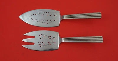 Juego de servir pescado de plata esterlina Bernadotte de Georg Jensen 2 piezas HH AS 3 dientes Foto 1 de 2