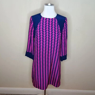 Vestido de seda Alice & Trixie para mujer pequeño geométrico rosa azul marino cambio Foto 1 de 4