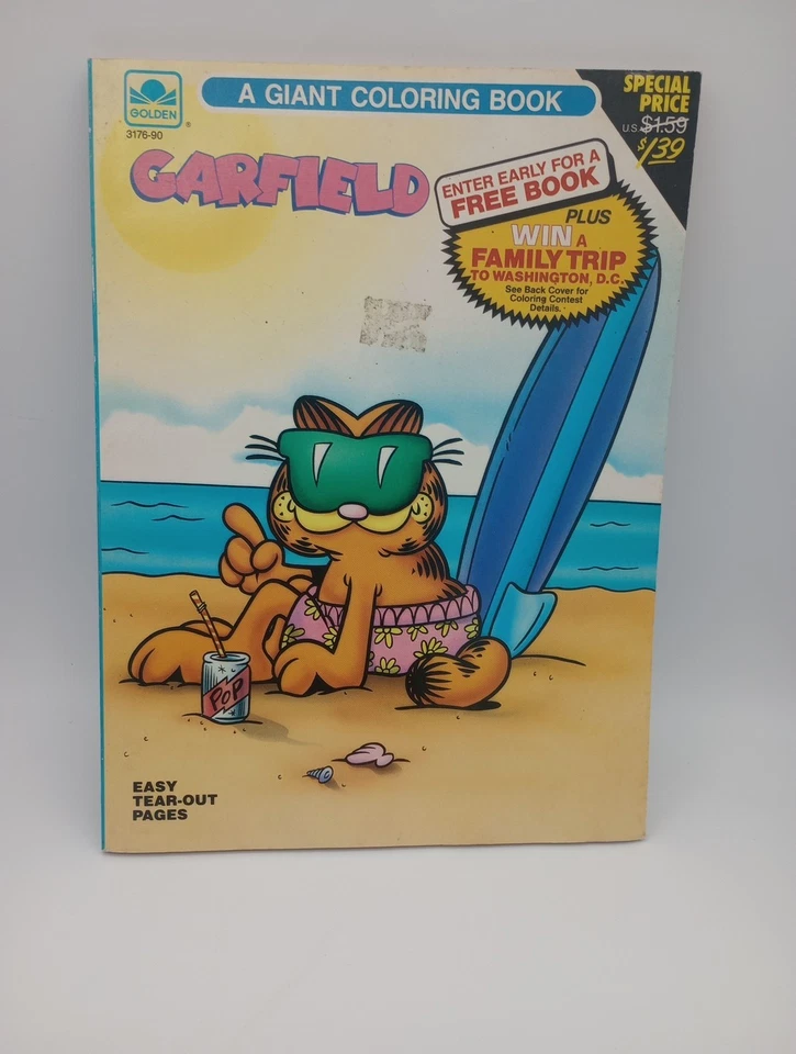 Garfield A Giant Coloring Book 1990 Golden Unused Easy Tear Out Pages Vintage  Foto 1 de 4