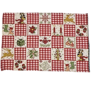 5 Vtg Tapestry Placemats Christmas Patchwork Holiday Kitchen Decor 17" x 18" - Picture 1 of 7