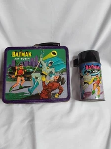 1966 Rare Original Aladdin Batman And Robin Metal Lunch Box W/Thermos !! - Picture 1 of 8