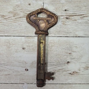 Vintage Brass Skeleton Key Thermometer Minneapolis Made In Usa Free Shipping - Picture 1 of 7