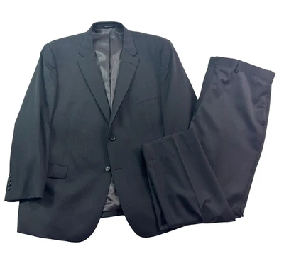 Pronto Uomo 50R 44x30 Charcoal 2pc Pant Suit 100% All Season Wool Classic - Image 1 of 4
