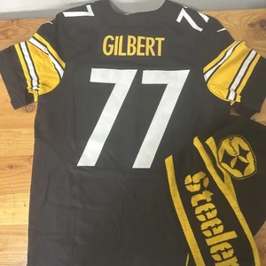 NFL Jersey Steelers Gilbert #77 + Hooded Scarf! 44 On Field Nike Authentic - Picture 1 of 10