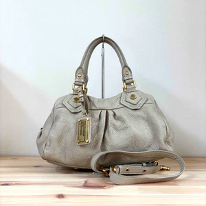 Marc by Marc Jacobs Classic Q Baby Groovy Satchel Shoulder Bag Light Gray 2Way - Picture 1 of 11