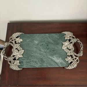 Godinger Green Marble & Silver Grapevine Cheese / Charcuterie Board Serving Tray - Picture 1 of 14