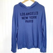 SUNDRY Los Angeles New York Paris Hoodie Sweatshirt Top Size 3 Large NWOT Blue