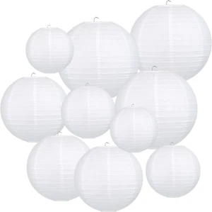 10PCS White Paper Lanterns, Chinese Lanterns for Wedding Birthday Valentine’S Da - Picture 1 of 7