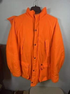 Vintage Woolrich Orange Hunting Coat Parka Hood & Back Pouch Fleece  L/XL - Image 1 of 4