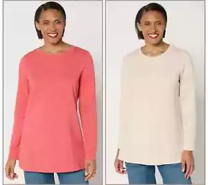Denim Co Essentials Favorite Jersey 2-Pack Round Neck Tops-Stone/Red-XL-A678865 - Picture 1 of 2