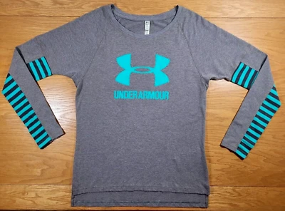 Under Armour T-shirt Women's Small Gray Green Ladies Long Sleeve Casual Athletic - Image 1 of 4