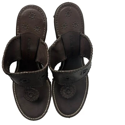 Sandalia Jack Rogers Talla 11M MARBELLA Madera Tacones de Cuña Alta Tachuelas Cuero Marrón Foto 1 de 4