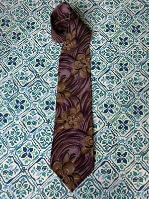 Corbata clásica Botany 500 púrpura marrón floral remolino para hombre 100 % seda hecha en EE. UU. Foto 1 de 4