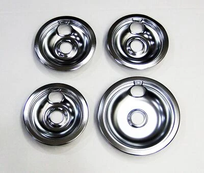 Range Burner Pan Bowl Set for Frigidaire 3 of 316048414 1 of 316048413 Chrome - Image 1 of 2