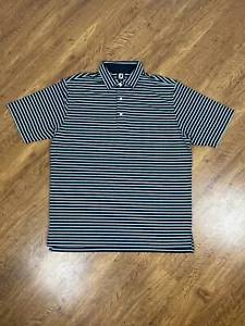 FJ FootJoy Golf Polo Shirt Men’s XL Large Performance Blue Striped - Picture 1 of 7