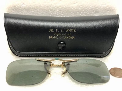 Gafas de sol vintage con clip para monturas de gafas antiguas color gris Dr. blanco Hugo OKL Foto 1 de 4