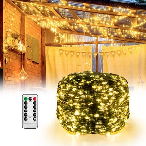 1000- 2000 LED Lichterkette Innen & Außen 31V mit Fernbedienung Warmweiß Party - Bild 1 von 16
