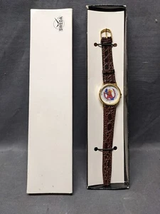 🔥* RARE VINTAGE Sweda ANGELS Advertising Watch | Genuine Leather | COLLECTIBLE! - Picture 1 of 3