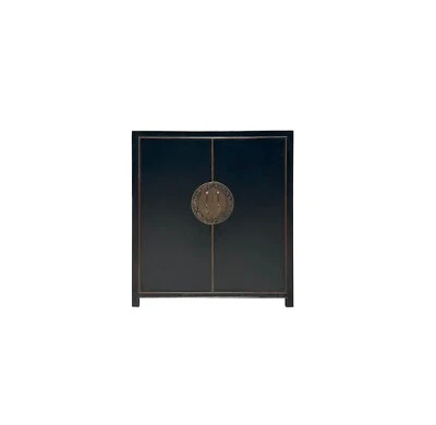 Gabinete de almacenamiento Credenza de herrajes cara luna zodiaco laca negra ws4059 Foto 1 de 4