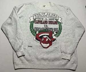 Vintage 90s Cleveland Indians White Sox MLB Pullover Sweatshirt Size XL AR3 - Picture 1 of 7