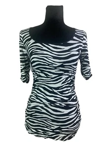 White House Black Market Size XS Animal Print Soft Stretchy Ruched Top - Picture 1 of 10