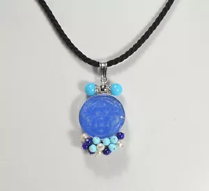 CIONDOLO ARGENTO GIADA TURCHESE NATURALE PASTA DI TURCHESE LAPIS AGDV 0214 - Foto 1 di 3