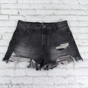 No Boundaries Shorts Womens Juniors 11 Black Distressed High Rise Cut Off Cotton - Picture 1 of 10