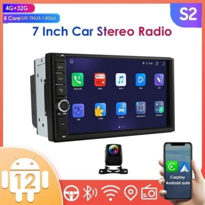 7'' TouchScreen Android 12 Car Stereo Double 2DIN GPS Wifi CarPlay Radio RDS SWC - Image 1 of 4
