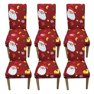 Christmas Dining Chair Covers Banquet Festive Party Stretch Seat Protector 6pcs - Picture 1 of 17