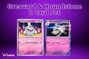 Pokemon TCG Greavard 104/198 & Houndstone 106/198 - Scarlet & Violet 2 Card Set - Picture 1 of 5