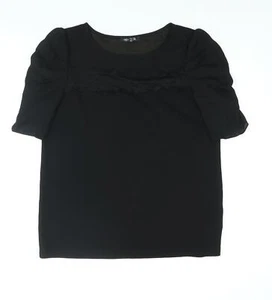 NEXT Womens Black Polyester Basic Blouse Size 12 Round Neck - Lace Trim - Picture 1 of 10