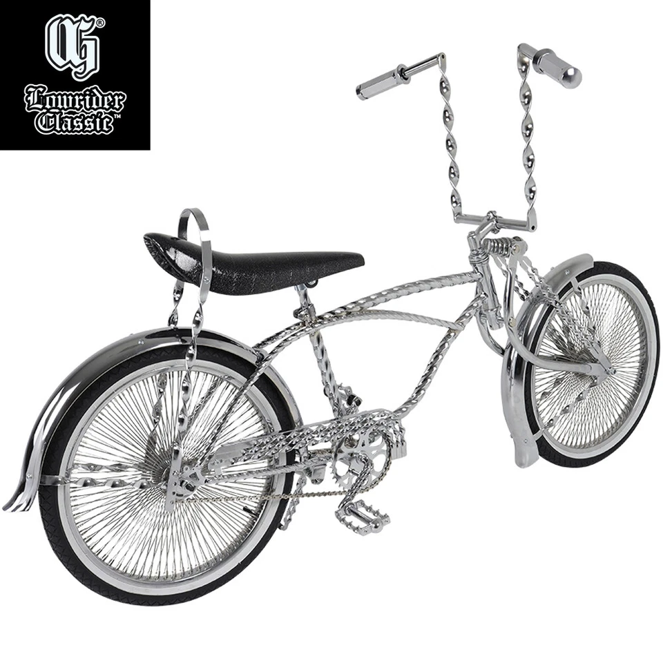 VINTAGE OG LOWRIDER CHROME TWISTED 20" CRUISER BIKE 144 SPOKES COASTER BRAKE - Image 1 of 1