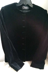 Josephine Chaus Classic Lined Long Sleeve Short Velvet Jacket Sz 9/10 Vtg Button - Picture 1 of 9