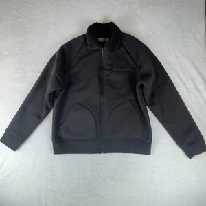 Vince Jacket Mens Medium Black Sherpa Lined Elbow Patch Ribbed Hem & Cuff Zipper - Picture 1 of 6